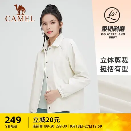 骆驼女装外套女士2023秋季新款品牌袖章保暖梭织翻领时尚外套女商品大图