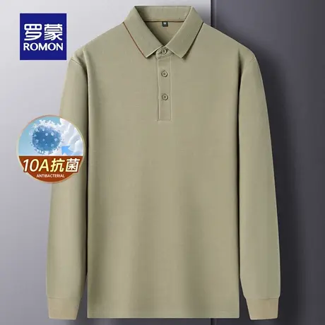【10A抗菌】罗蒙男士休闲长袖Polo衫2025秋季新款百搭翻领纯色T恤图片