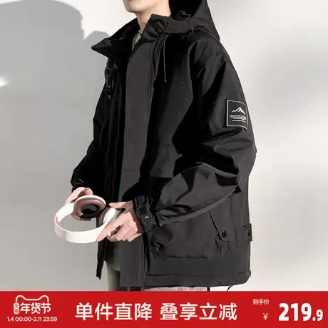 唐狮2025秋冬男短款连帽棉衣简约日常冲锋少年百搭流行时尚外套图片