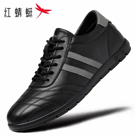 红蜻蜓男鞋秋冬鞋子男士休闲平底软底皮面运动鞋男阿甘鞋真皮单鞋商品大图