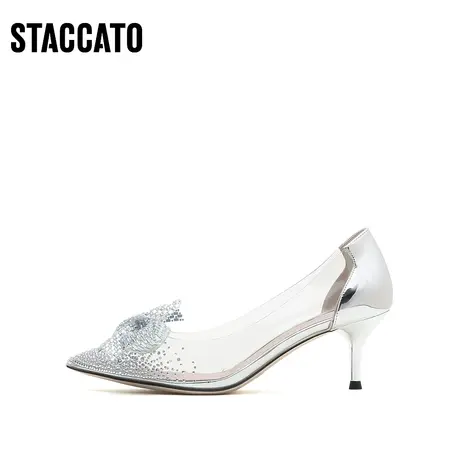 思加图新款仙女鞋蝴蝶结婚鞋水晶凉鞋高跟鞋单鞋9NW79AQ2图片