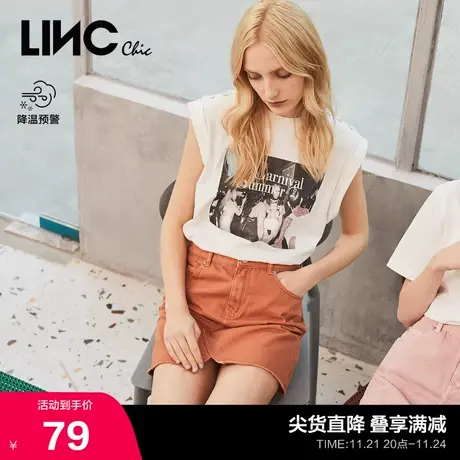 LINCCHIC金羽杰裙子女彩色牛仔不规则设计牛仔短裙半身裙女922335图片
