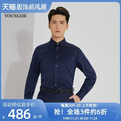 雅戈尔奥莱 商场同款男士长袖衬衫春秋新款官方商务休闲免烫衬衫图片