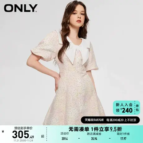 ONLY奥莱2023春夏新款时尚甜美泡泡袖V领短款连衣裙女图片