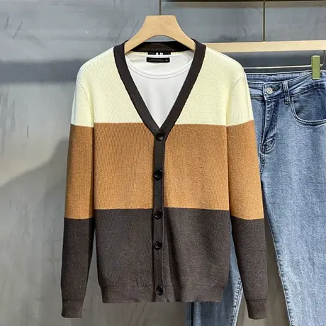 2023春装新款针织开衫男外套休闲潮流毛衣男士外穿春秋季针织上衣图片