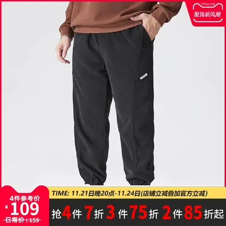 GxxH潮牌大码男装雪尼尔裤子男士秋冬潮流新款美式百搭休闲束脚裤商品大图