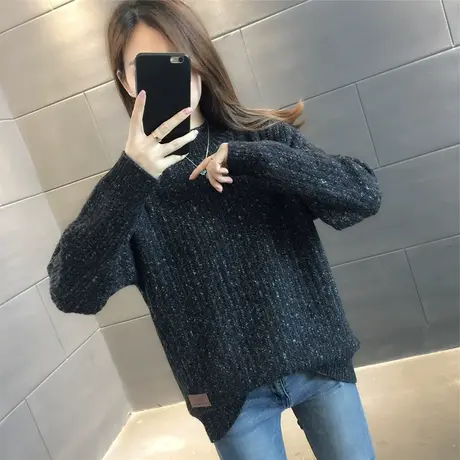 半高领毛衣女秋冬2023新款女装上衣加厚宽松外穿内搭针织衫慵懒风商品大图