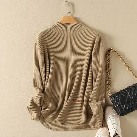半高领毛衣女春装内搭新款韩版宽松套头加厚外穿长袖针织打底衫女商品大图