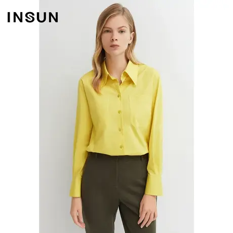 INSUN恩裳春季棉质双贴袋线条感衬衫图片