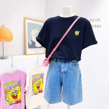 韩国东大门超好看短袖ins个性洋气设计感刺绣卡通宽松休闲T恤夏季商品大图
