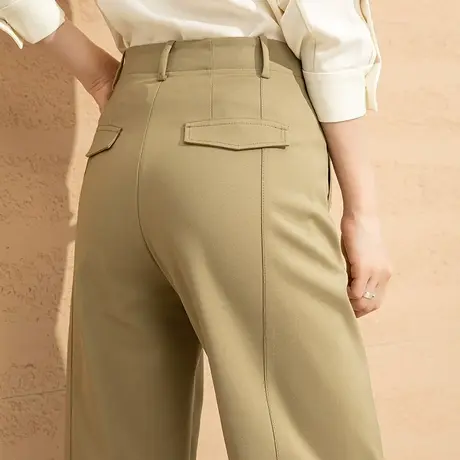 卡其色哈伦裤女2024新款高腰显瘦裤子春秋小个子九分休闲裤镰刀裤商品大图