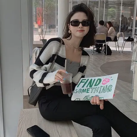 短款针织衫毛衣女复古日系春秋套头宽松外穿慵懒风开衫外套ins潮图片