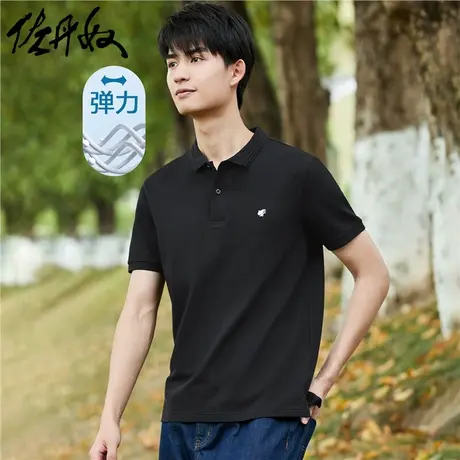 佐丹奴Polo男装青蛙刺绣提花领弹力珠地布短袖POLO 01011388商品大图