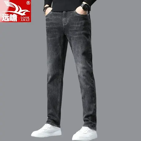 2025年新款春季男士牛仔裤春秋款黑色修身弹力长裤直筒休闲裤子男图片
