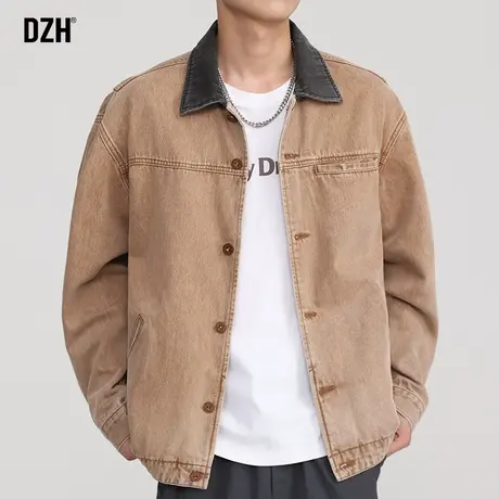 男士美式做旧牛仔外套春秋潮高级感2024年新款水洗复古夹克牛仔衣商品大图