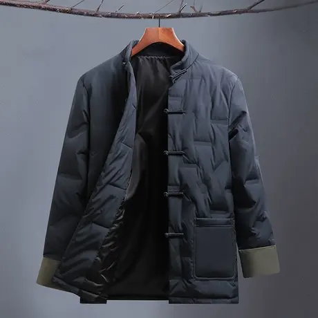 冬季羽绒服男中国风复古盘扣宽松休闲上衣服保暖大码男装中式外套图片