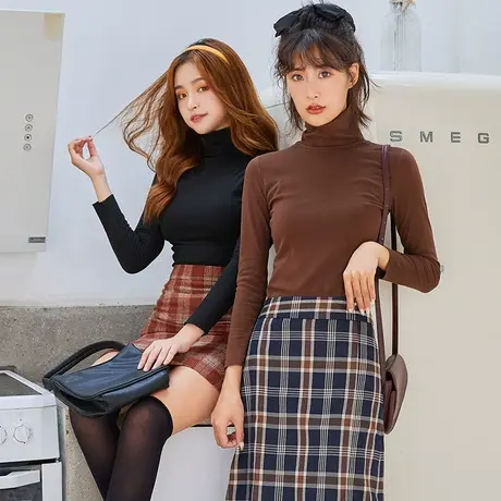 高领秋衣女加绒打底衫德绒发热保暖内衣秋冬内穿加厚长袖打底上衣商品大图