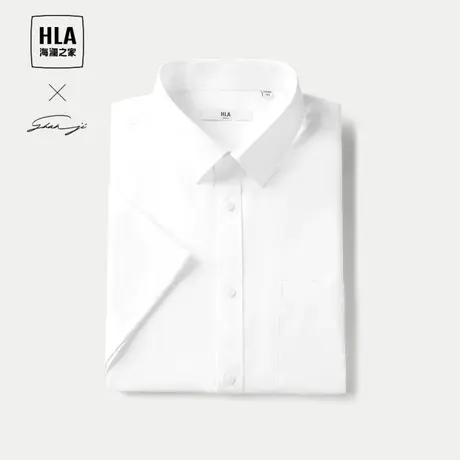HLA/海澜之家轻商务衫及系列短袖正装衬衫24春夏新胸前口袋衬衣男图片