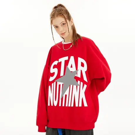 Nuthink国潮420g重磅套头卫衣男潮大码保暖加绒加厚宽松春季帽衫商品大图