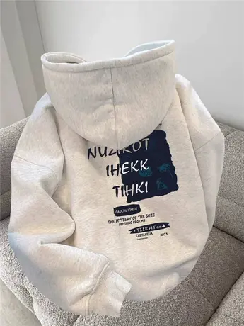 美式oversize潮牌连帽卫衣女秋冬爆款小个子加绒加厚慵懒纯棉外套商品大图