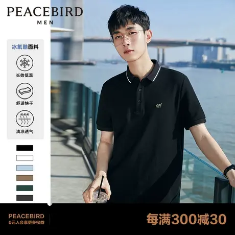 太平鸟男装 2023夏季新款冰氧酷商务休闲短袖POLO衫凉感保罗T恤潮图片