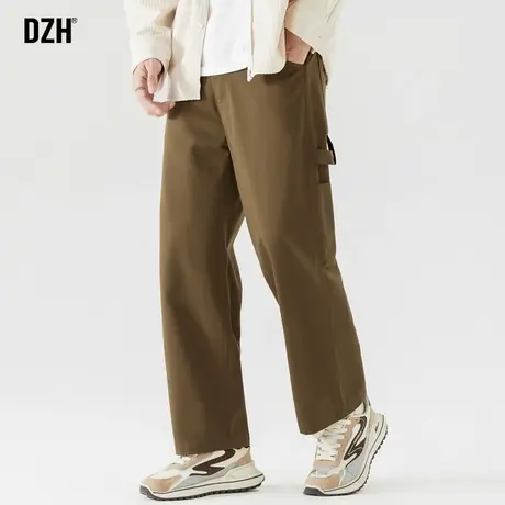 男生咖啡色纯棉裤子男款美式高街休闲直筒裤宽松2024新款春秋长裤图片