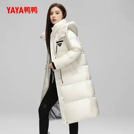 鸭鸭加厚长款羽绒服2024新品立领可脱帽抽绳收腰显瘦保暖外套J图片