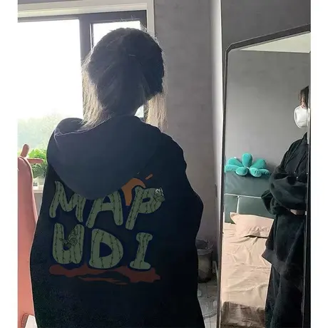 连帽国潮卫衣女oversize宽松慵懒风秋冬加绒加厚美式高街外套上衣商品大图