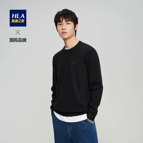 HLA/海澜之家SPRINTING SMILE长袖针织衫23秋冬新圆领针织上衣男图片