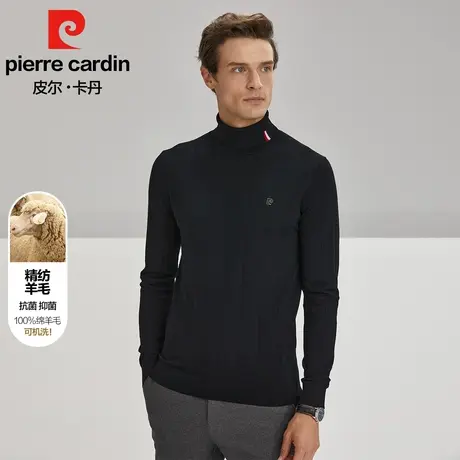 皮尔卡丹2023新款可机洗100%羊毛衫男商务休闲高领秋冬加厚针织衫商品大图