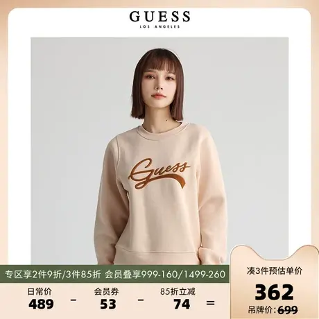 GUESS 秋款女士纯色休闲百搭oversize字母套头卫衣-W2BQ09K9Z21图片