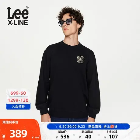 LeeXLINE23秋冬新品舒适版圆领印花男长袖卫衣多色LMT007098204图片