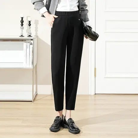 松紧腰百搭显瘦高腰直筒九分哈伦裤女2023秋季新款黑色大码休闲裤商品大图