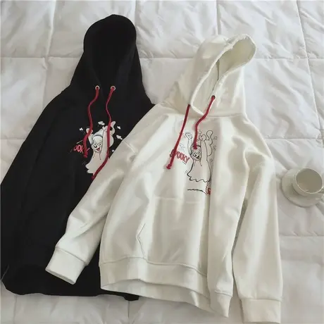 连帽卫衣女2022新款秋冬季小个子宽松韩版上衣慵懒风加绒加厚外套商品大图