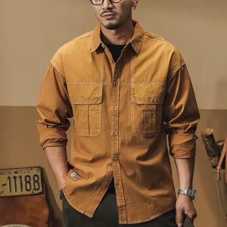 Modi Nick/摩帝尼克男士百搭工装衬衫休闲复古宽松日系外套美式图片