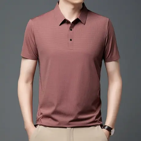 男士夏季薄款日常五分袖宽松休闲半袖Polo衫上衣时尚翻领短袖t恤商品大图