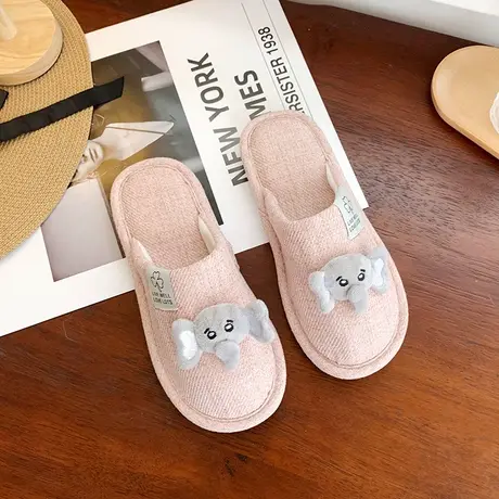 ins可爱小飞象卡通家居拖鞋女秋冬四季室内舒适防滑学生棉拖鞋女商品大图