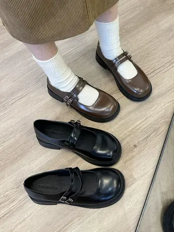 黑色小皮鞋日系女jk制服平底复古玛丽珍鞋粗跟单鞋学生百搭乐福鞋商品大图