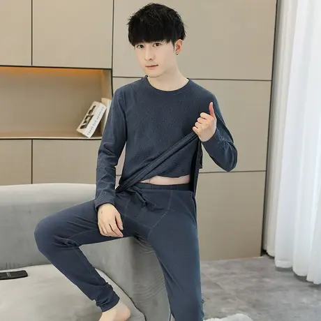 2023秋冬新款高档提花面料男士保暖内衣套装德绒秋衣秋裤衬衣衬裤商品大图