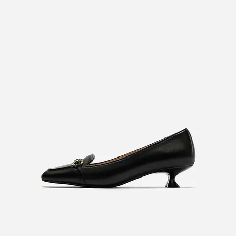 Nine West/玖熙2023年秋季新款单鞋女羊皮方头中口小猫跟中跟女鞋图片