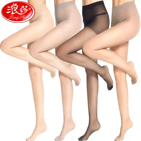 浪莎丝袜女薄款夏季连裤袜防勾丝隐形菠萝袜黑肉色超薄长筒打底袜图片