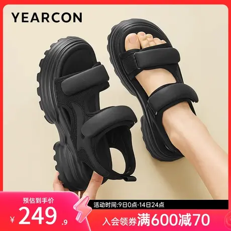意尔康女鞋夏季老爹凉鞋外穿ins潮厚底海边沙滩鞋运动休闲魔术贴图片
