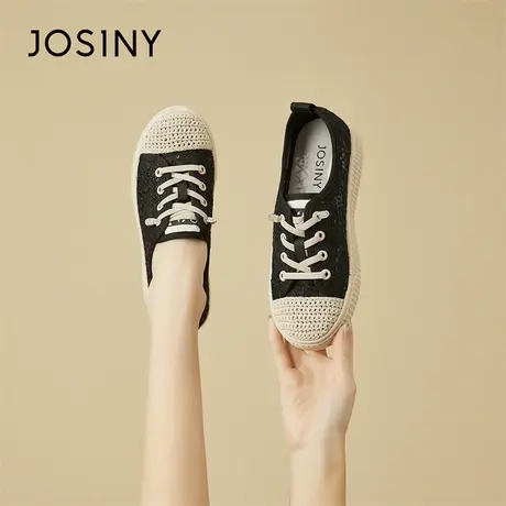 Josiny/卓诗尼渔夫鞋女2024新款春季网面豆豆鞋一脚蹬懒人鞋单鞋商品大图