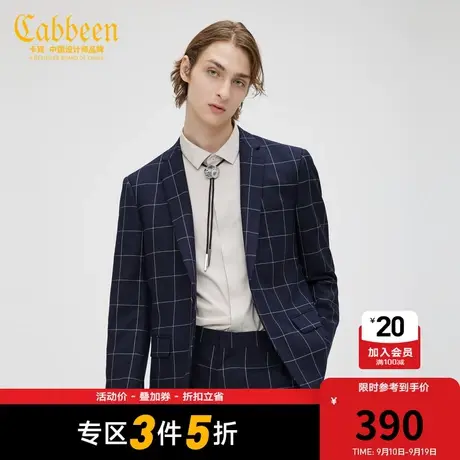 卡宾男装西装外套格纹气质毛呢西服修身C图片