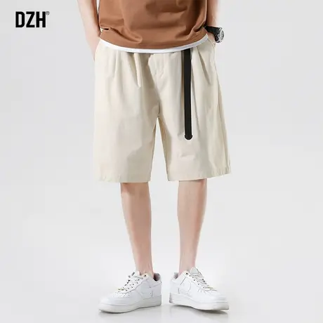 男士休闲短裤男夏季薄款杏色裤子宽松直筒半截裤夏裤五分裤男潮牌商品大图