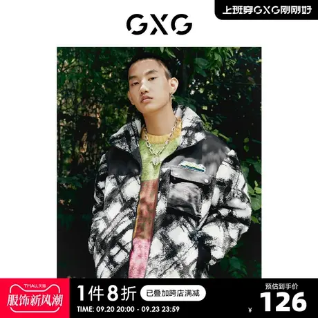 GXG奥莱 男冬潮流格纹仿羊羔绒夹克#10C1007I商品大图