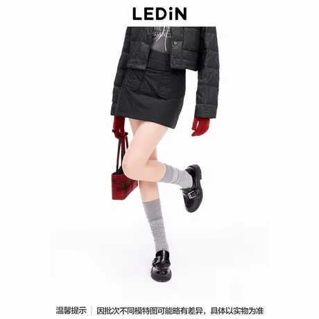 【商场同款】乐町绗棉A字半身裙女冬季新款灰色短裙C1GEE4333图片