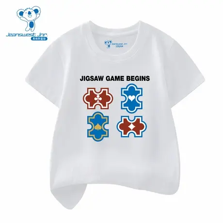 XD真维斯男童春季新款潮牌个性拼图花色时尚简约百搭短袖T恤商品大图