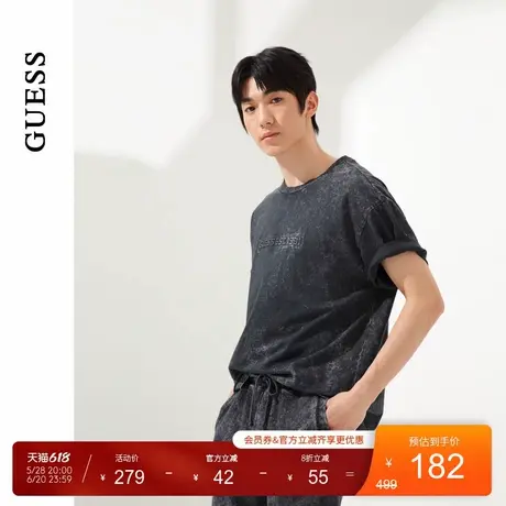GUESS男士棉烟灰色经典logo短袖T恤-M4PI85K2Q40商品大图