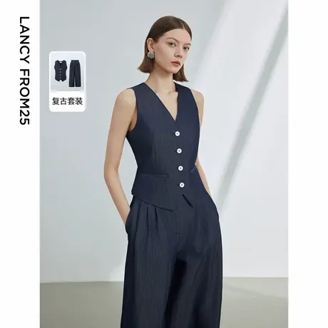朗姿法式复古气质无袖马甲背心外套2024年夏季新款高级感坎肩上衣图片